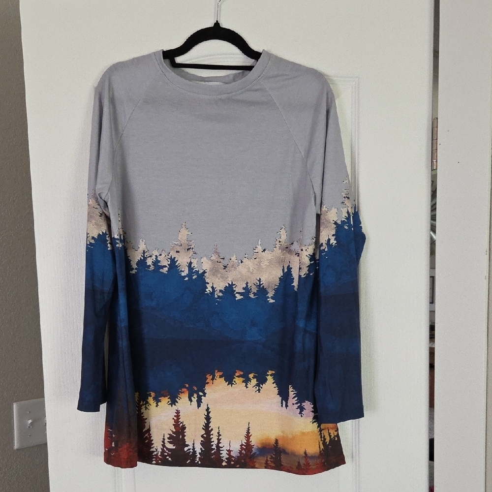 Scenic Forest Long Sleeve Tunic Size 2XL